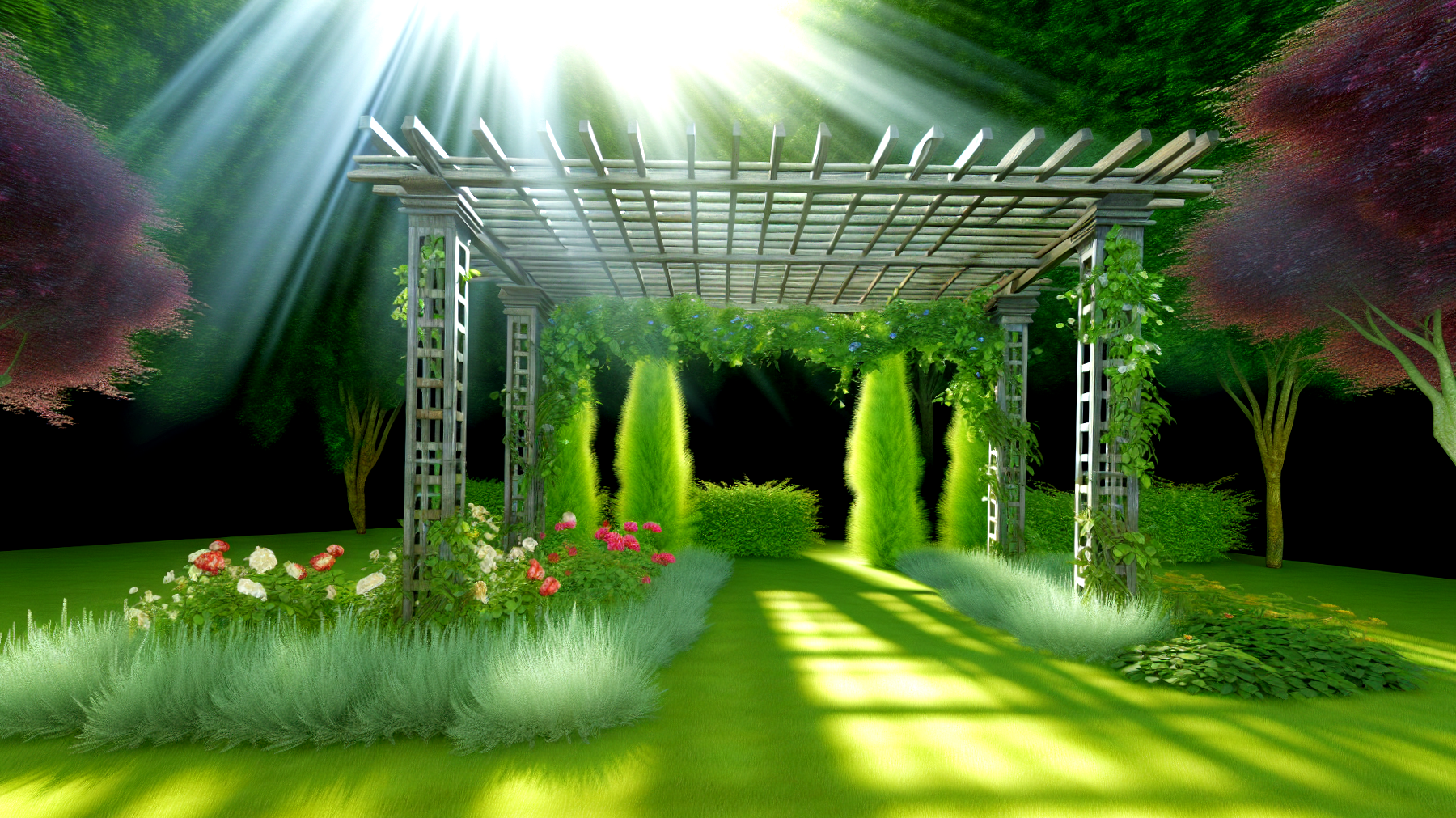 pergola luci a LED piante rampicanti"